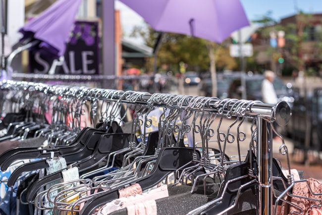 sidewalk sale clothes rack