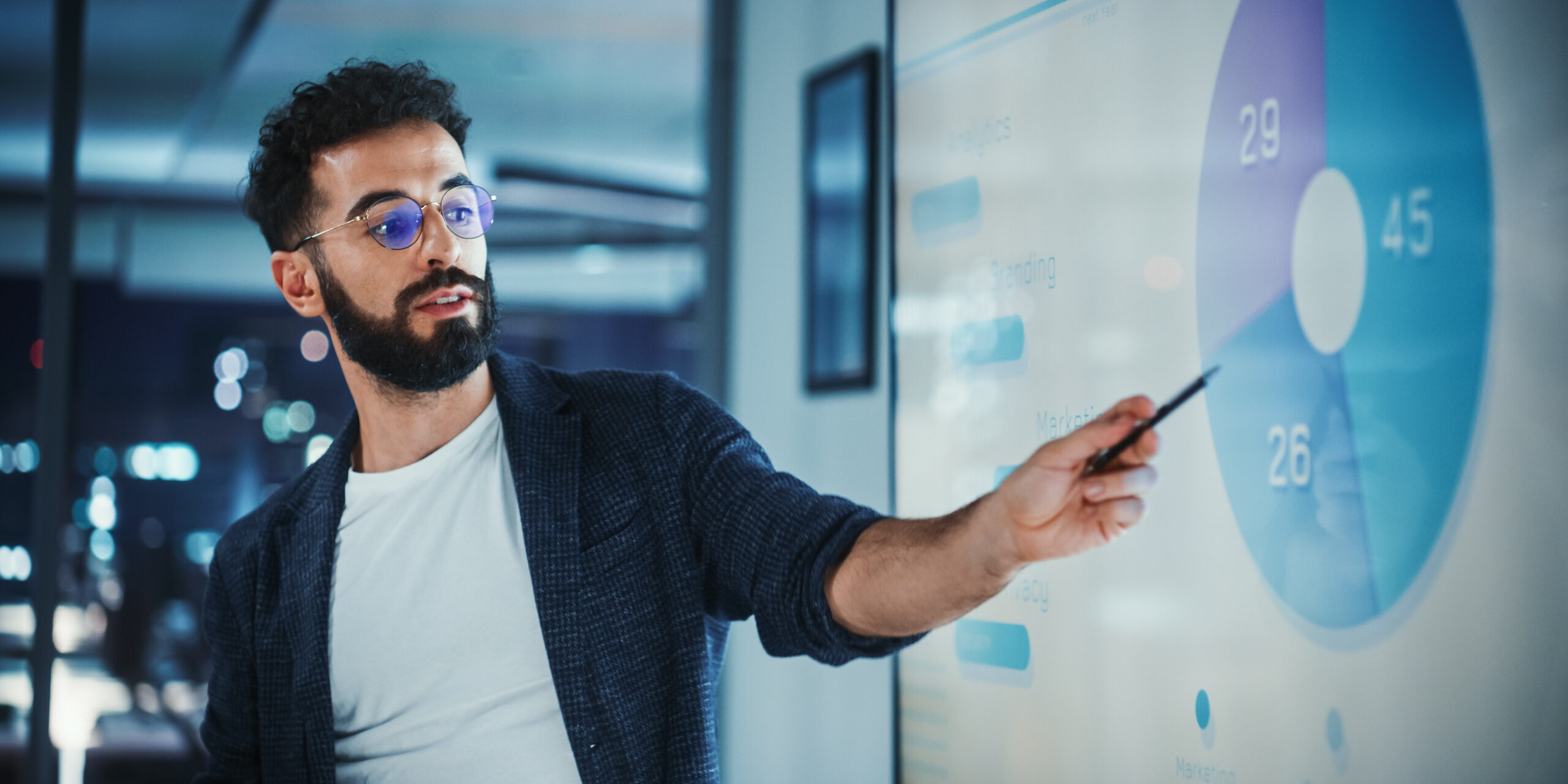 Company Creative Manager Holds Sales Meeting Presentation for Em