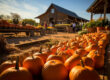 seasonal businesses pumpkins on a pumpkin patch farm autumn fall festival with light