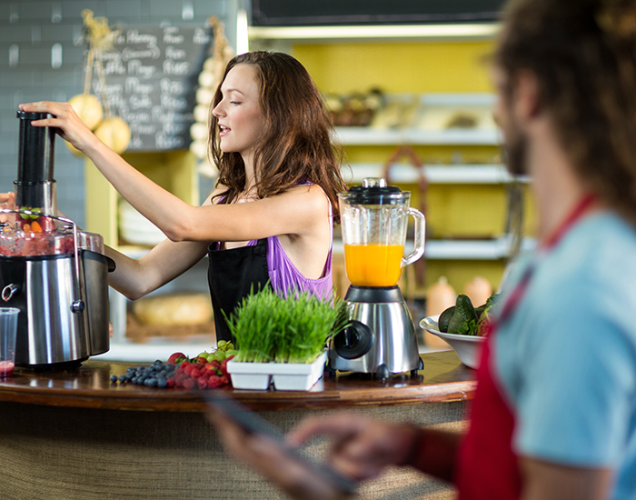 women in juice bar