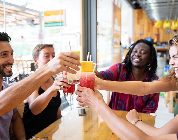 friends at juice bar
